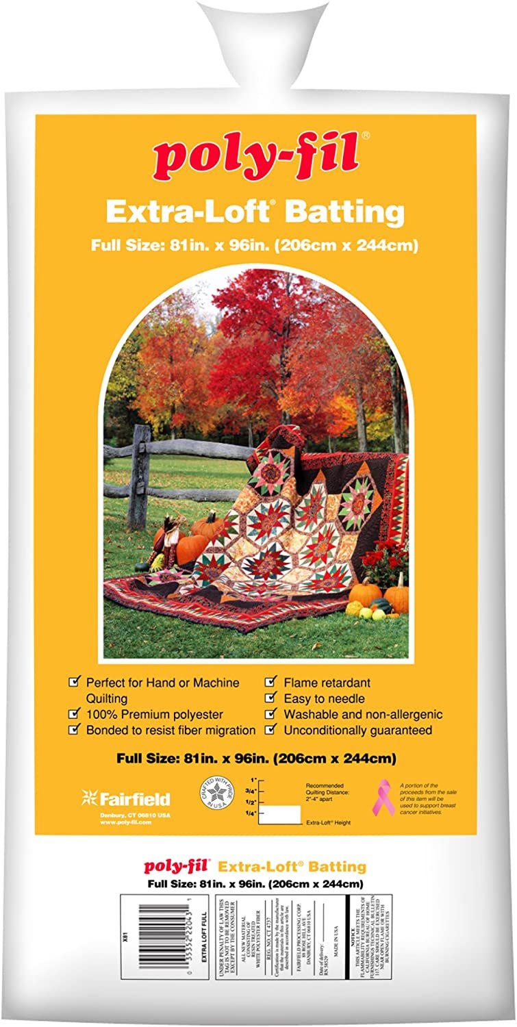 Fairfield X81B Extra Loft Quilt Batting, 81" x 96", White