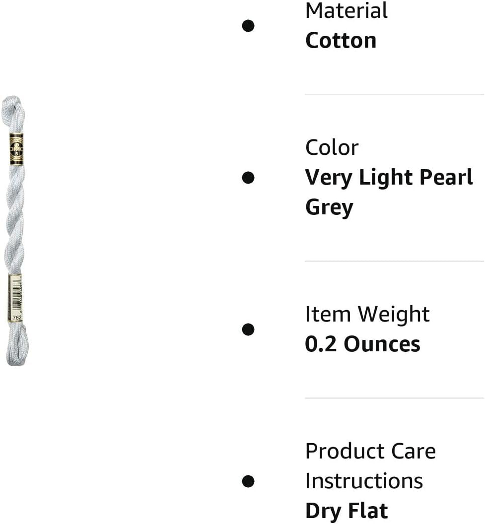DMC 115 5-762 Pearl Cotton Thread, Very Light Pearl Grey, Size 5