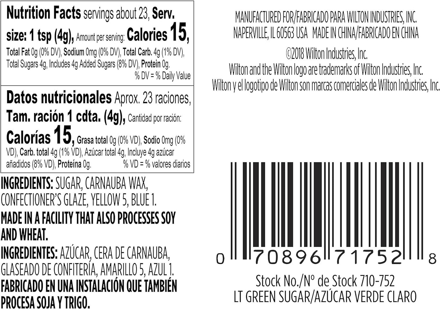Wilton Sprinkles 3.25oz Colored Sugar Light Green