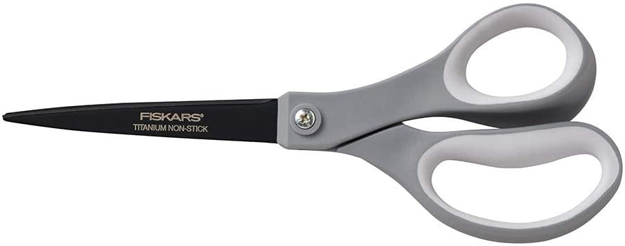 Fiskars 1541301001 Non-Stick Titanium Softgrip Scissors, 8" Length, 3 1/10" Cut
