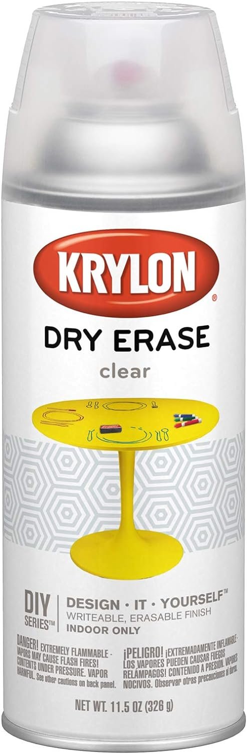 Krylon K03940000 Clear Dry Erase Aerosol Paint, 11.5 ounces