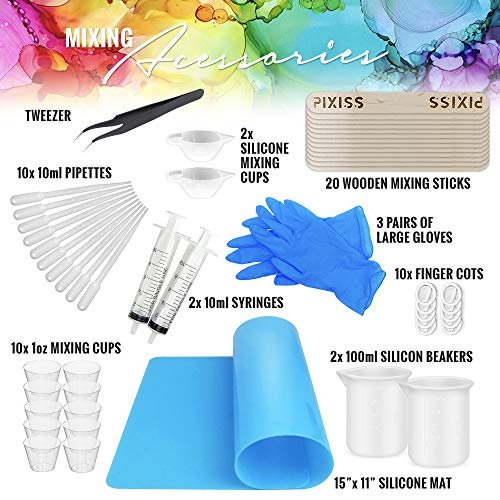 Easy Cast Clear Casting Epoxy Resin 8 Ounce Kit Castin Craft Casting Epoxy, Clear Glass Smooth, Pixiss 15 Colors Resin Tinting Mica Powders (Assorted Colors), Epoxy Resin Mixing Supplies