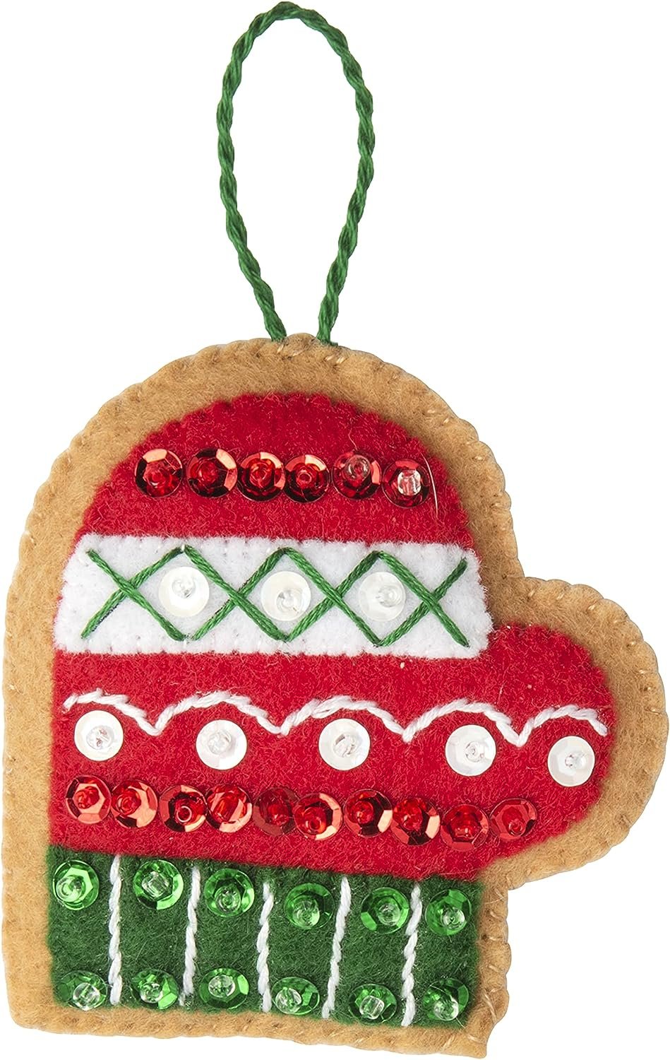 Bucilla Felt Applique 12 Piece Ornament Making Kit, Gingerbread Santa, Perfect for DIY Arts and Crafts, 89301E