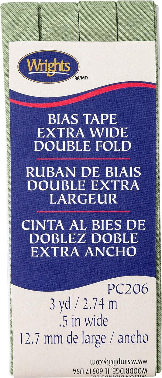 Wright Products Sage Double Fold Bias Tape 1/2" X3yd, 1 Count (Pack of 1)
