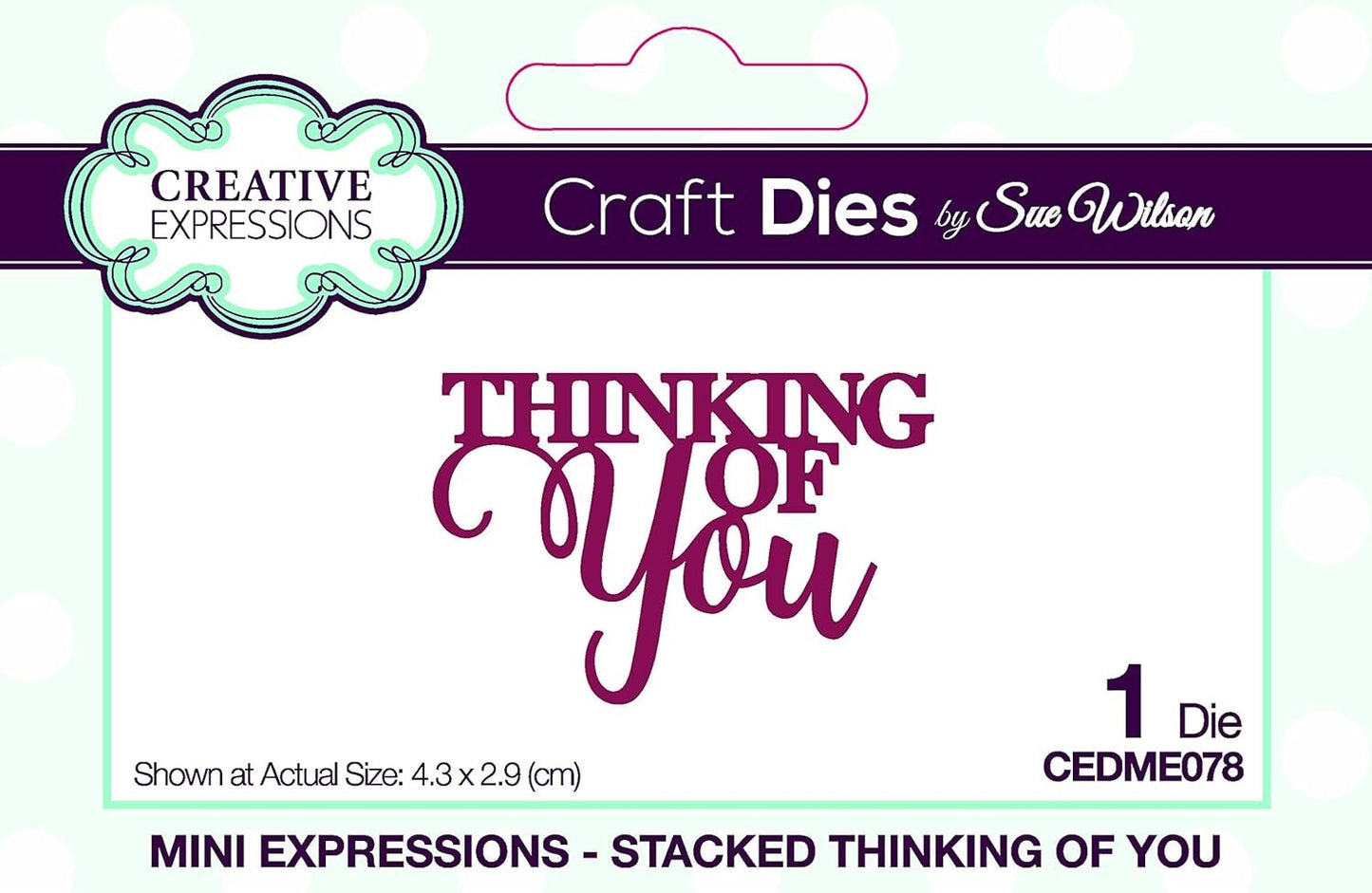 Sue Wilson Mini Expressions-Stacked Thinking of You-Craft Die, Metal, die Size 4.3 x 2.9 cm