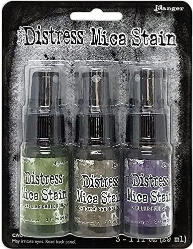 Tim Holtz Distress Halloween Mica Stain Set 1 & Set 2 - 6 Bottles - Two Set Bundle