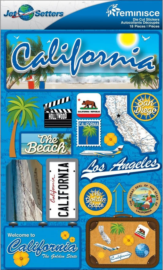Reminisce Jet Setters 2 3-Dimensional Sticker, California,Blue