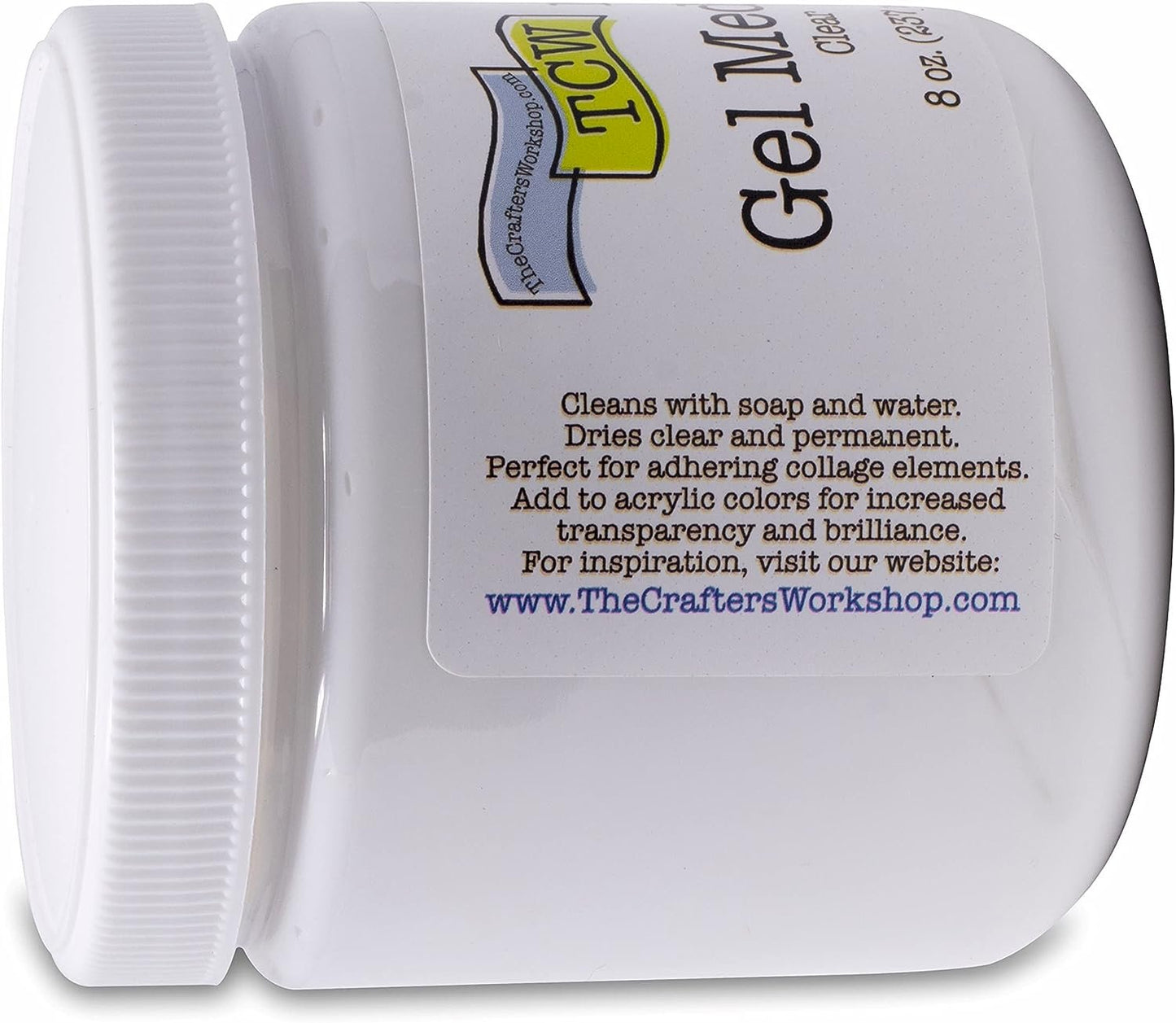 The Crafters Workshop Gel Medium, Additive for Paint, Adhesive for Canvas, Paper, or Wood, Transparent Finish for Acrylics, Matte Gel Medium, 8-oz, Matte