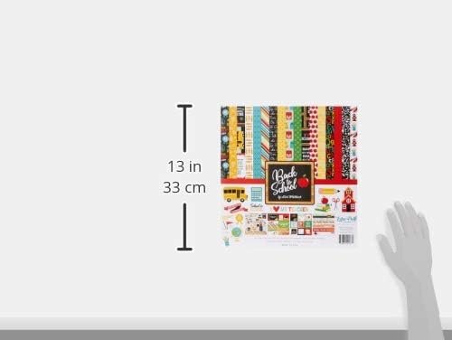 Echo Park Paper Company Back to School Collection Kit paper, 2-x-2, Blue/Black/Red/Green/Yellow
