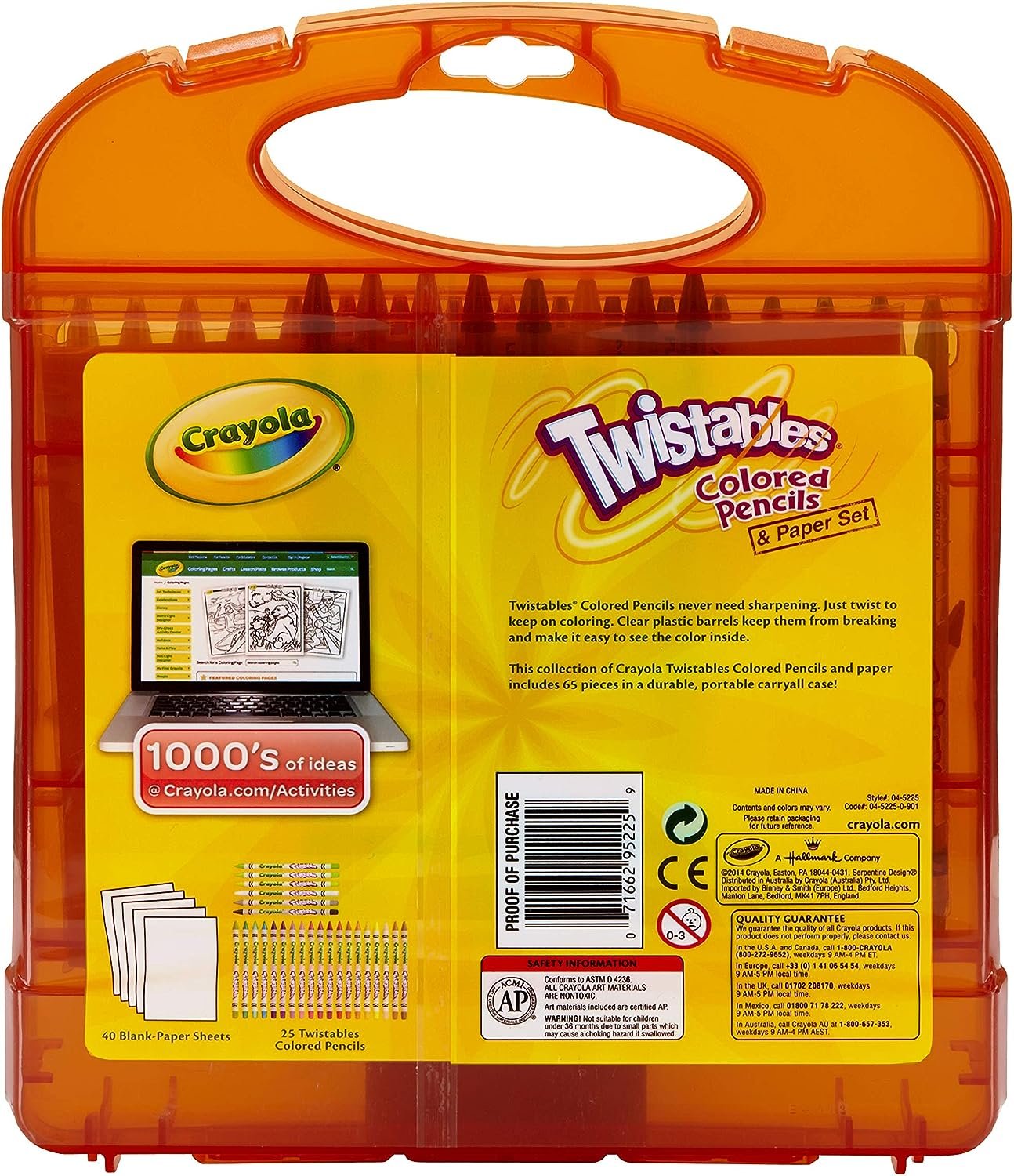 Crayola Twistables Colored Pencils Set (65ct), Kids Drawing Kit, Portable Art Case, Gifts for Kids Ages 4+