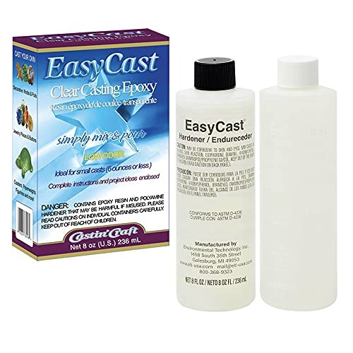 Easy Cast Clear Casting Epoxy Resin 8 Ounce Kit Castin Craft Casting Epoxy, Clear Glass Smooth, Pixiss 15 Colors Resin Tinting Mica Powders (Assorted Colors), Epoxy Resin Mixing Supplies