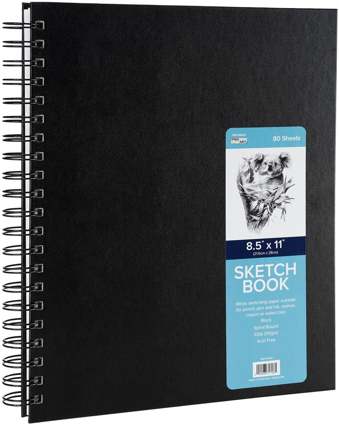 Pro Art 8 1/2-Inch by 11-Inch Spiral Bound Sketch Book, 80-Sheet