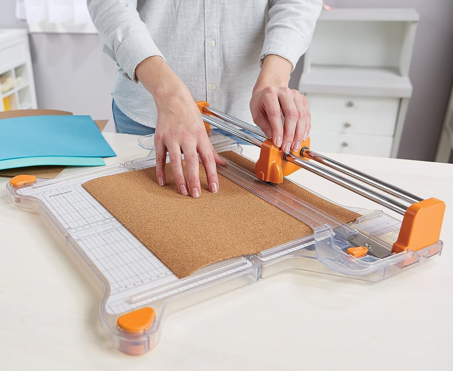 Fiskars ProCision™ Rotary Bypass Paper Trimmer - 12" Cut Length - Craft Paper and Mixed Media Cutter with Grid Lines Orange