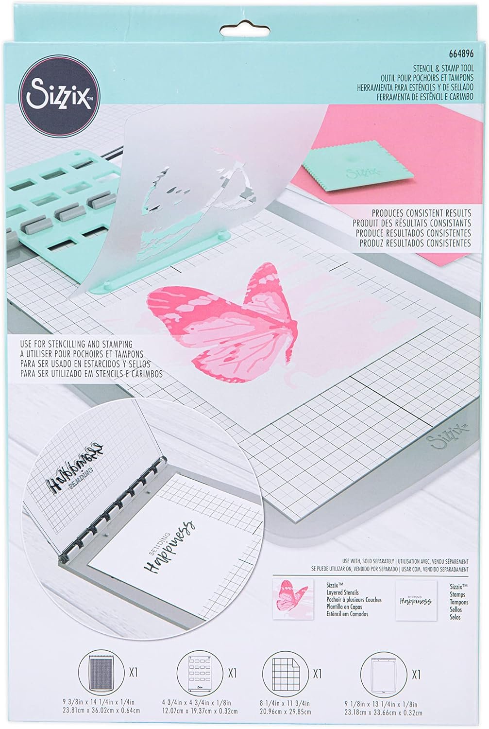 Sizzix Stencil & Stamp Craft Cardmaking | 664896 Tools, Mulitcolour