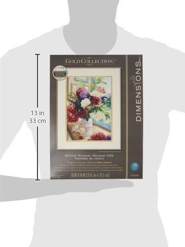 Dimensions Gold Collection Counted Cross Stitch Kit, Summer Bouquet, 18 Count Ivory Aida, 10'' x 14''