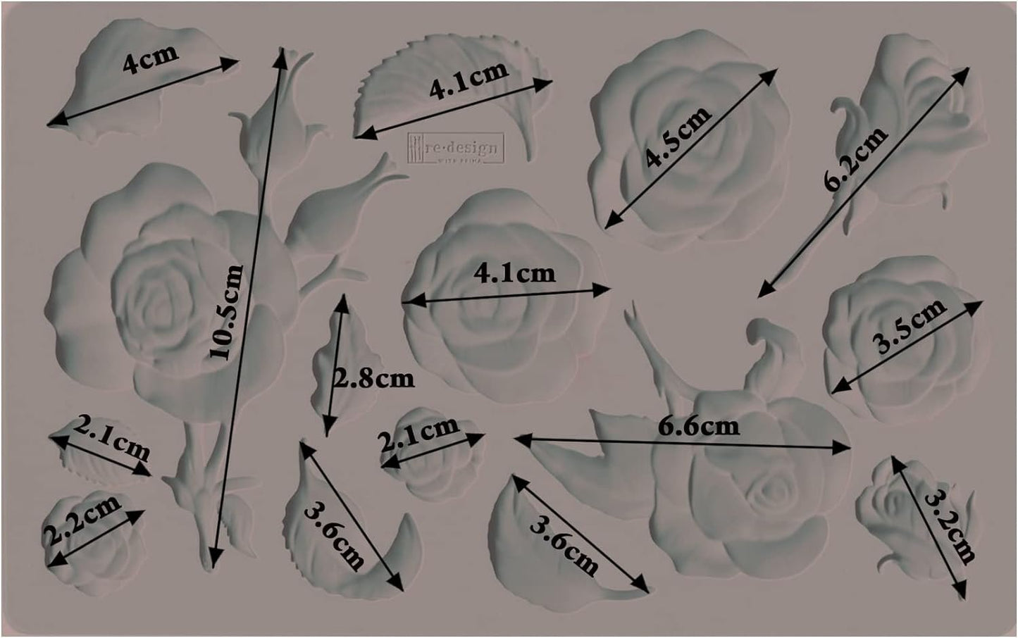 Redesign with Prima Redesign Furniture Decor Moulds® Fragrant Roses 5"x8",8Mm Thickness for Funiture Dresser, Chocolate,Cake,Candy,Backery,Soap,Polymer Clay, earthen Clay