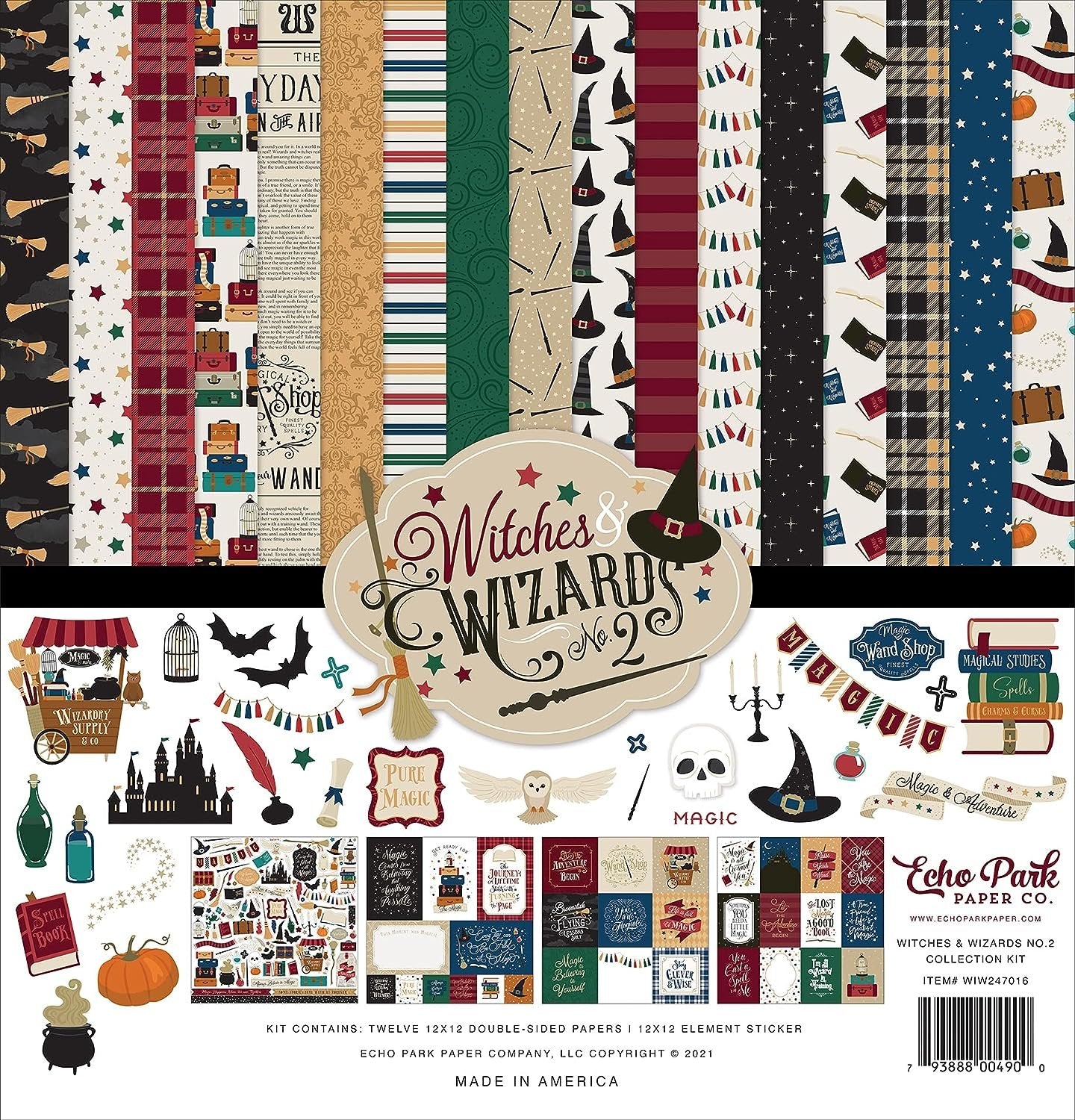 Echo Park Paper Company Witches & Wizards No.2 Collection Kit Paper, Multi, 12-x-12-Inch