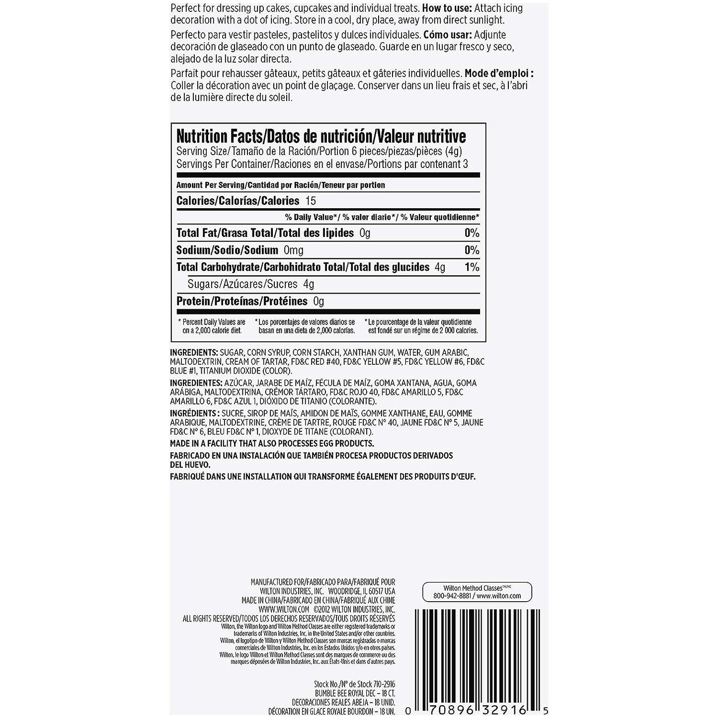 Wilton Bumblebee Icing Decorations, 18 Count (Pack of 1), Yellow