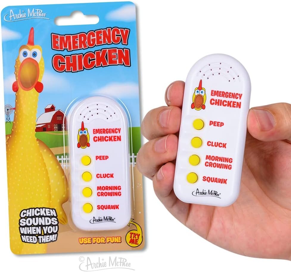 Archie McPhee Emergency Chicken Electronic Sound Maker Gag and Practical Joke Toys, Standard, White