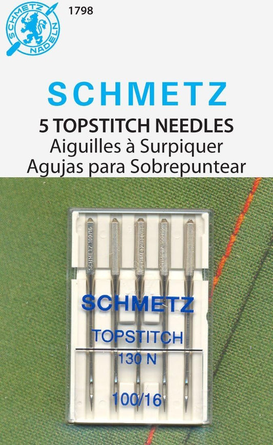 SCHMETZ Topstitch (130 N) Sewing Machine Needles - Carded - Size 100/16