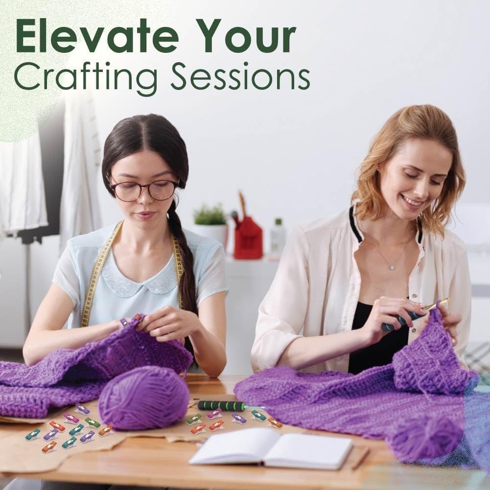 Susan Bates Cushion Crochet Hook Grips and Pixiss Fabric Clips (20) - Soft Ergonomic Crochet Hook Grip Set for Reducing Hand Strain and Crafters or Crochet Artists with Arthritis