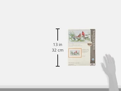 Dimensions 'Winter Cardinals' Counted Cross Stitch Kit, 16 Count Dove Grey Aida, 15" x 9"