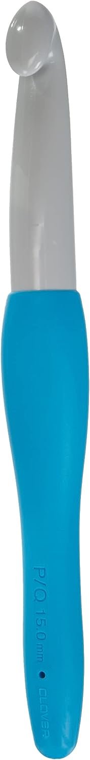 Clover Needlecraft Amour Crochet Hook: 15.00mm, 15 mm, Blue & White