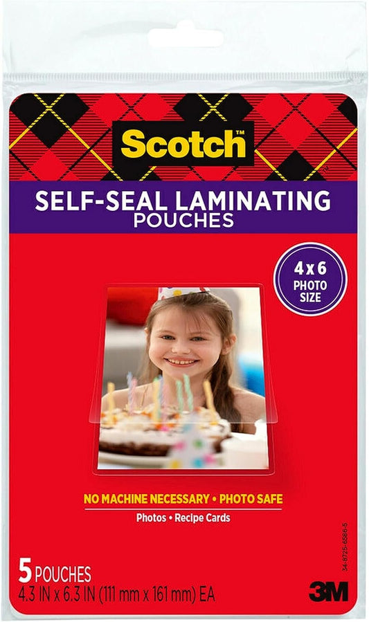 Scotch Self-Sealing Laminating Pouches, Gloss Finish, 5-Pouches (PL900G)
