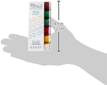 SULKY OF AMERICA Sulky Sampler 12wt Cotton Petites 6/Pkg-Christmas Collection Assortment, Transparent 6