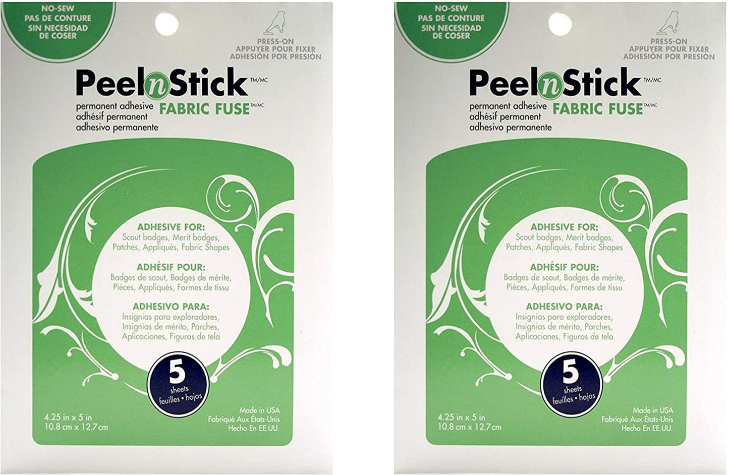iCraft PeelnStick Fabric Fuse Sheets, 4.25 Inches x 5 Inches, 4-1/4"X5 5/Pkg (2)
