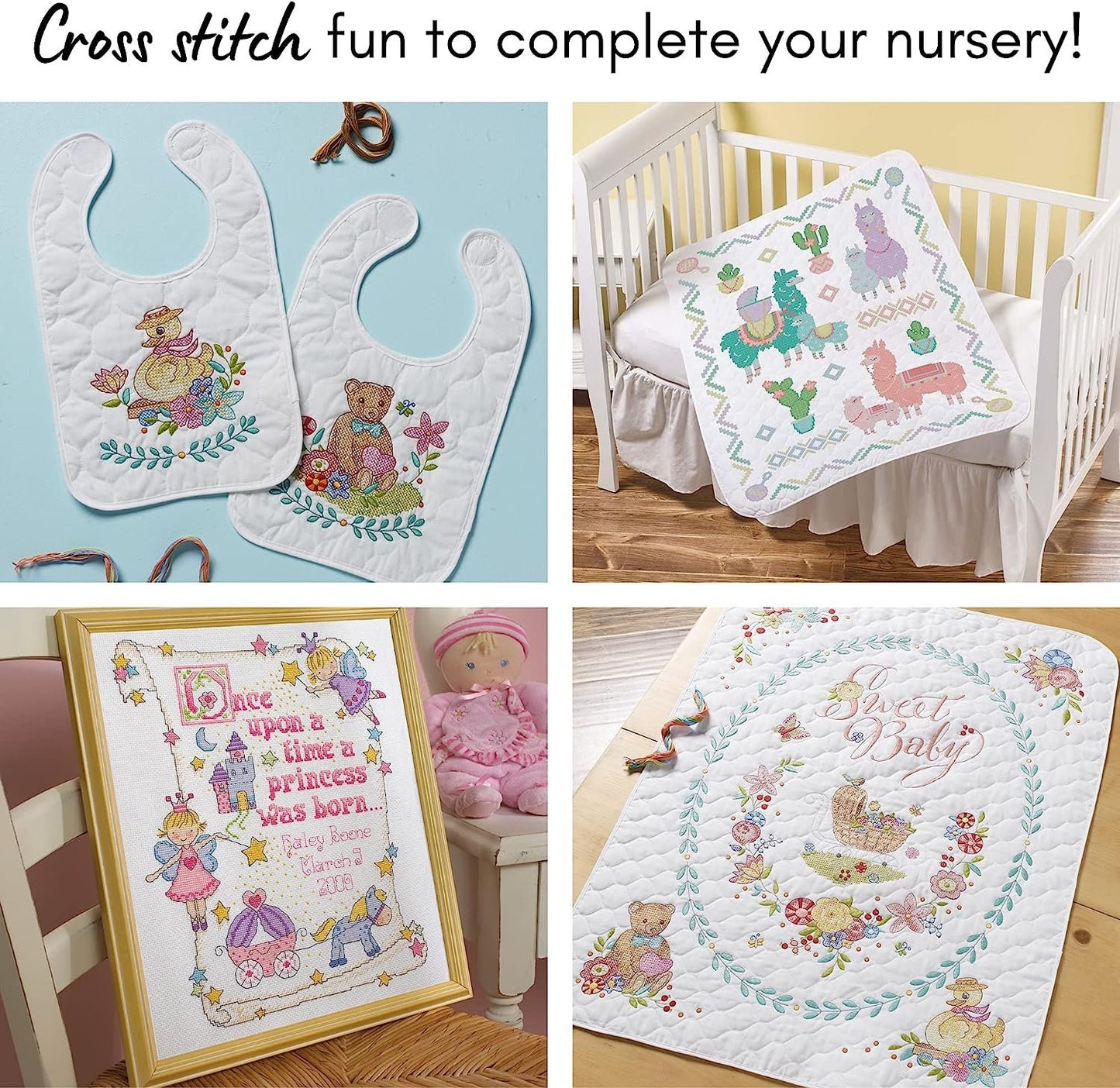 Bucilla Stamped Cross Stitch Crib Cover Kit, 34 by 43-Inch, 45567 On The Farm