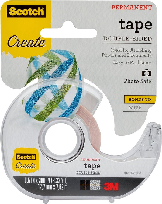 Scotch Tape Double Sided, 1/2 in x 300 in