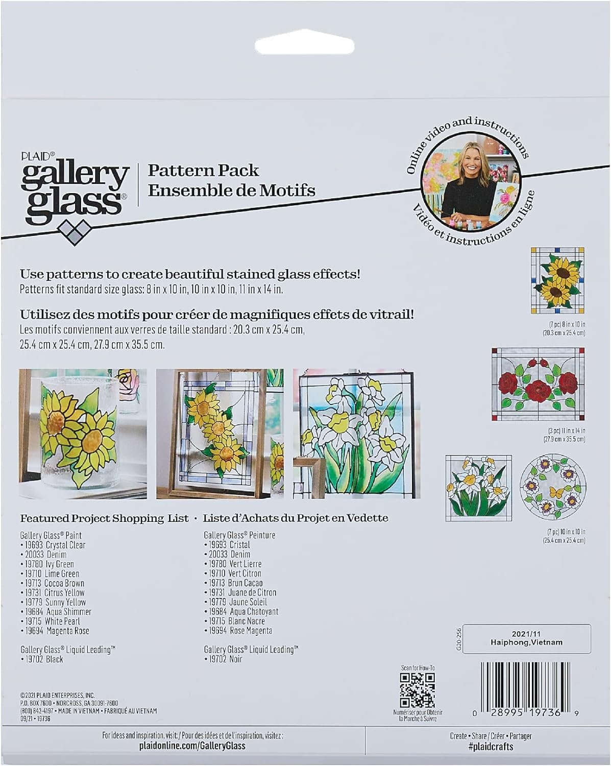 Gallery Glass, Floral 3 Piece Pattern Set Perfect for Stained Glass DIY Arts and Crafts, 19736