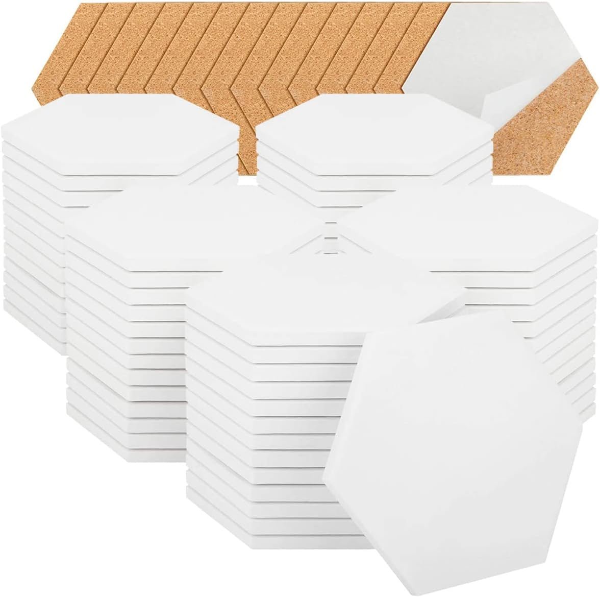 PIXISS Hexagon Ceramic Coasters with Cork Backing - 50