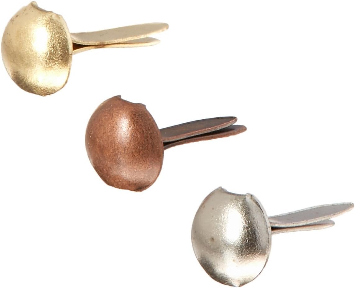 Creative Impressions Mini Metal Paper Fasteners 3mm 100/Pkg-Round-Antique, Antique