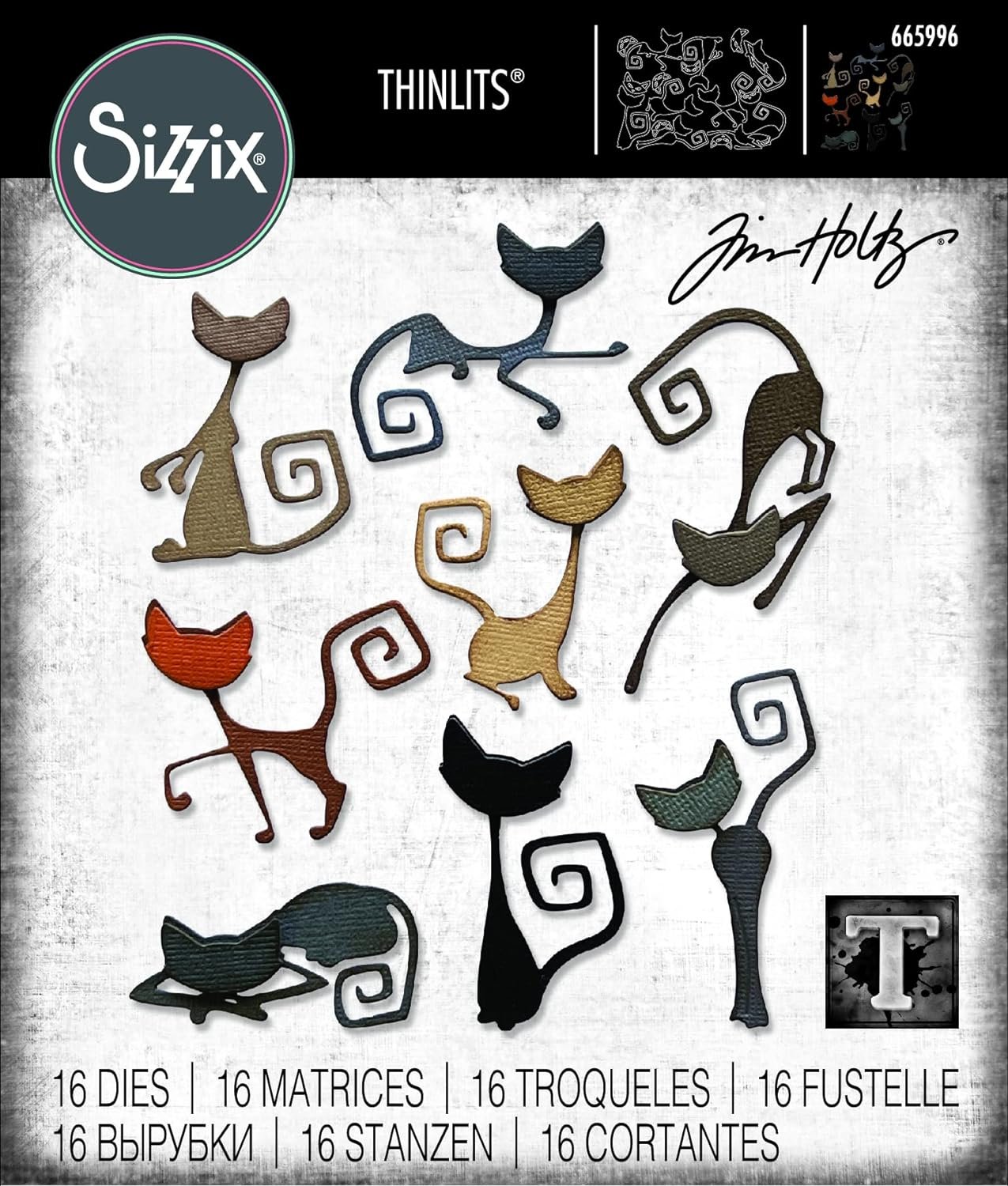 Sizzix Sizzx Thinlits Die Set 16PK Mischievous by Tim Holtz | 665996 | Chapter 3 2022, Multicolor