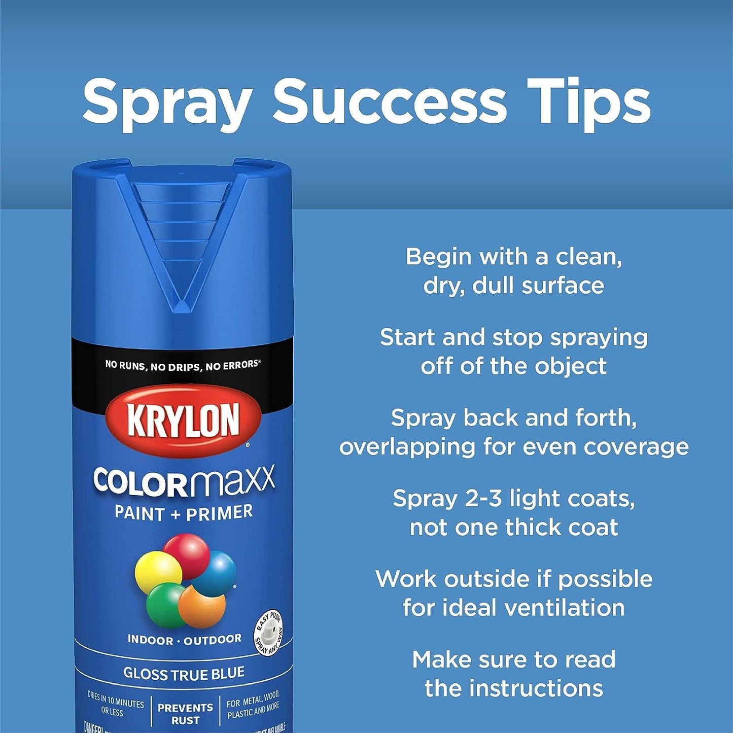 Krylon K05546007 COLORmaxx Spray Paint and Primer for Indoor/Outdoor Use