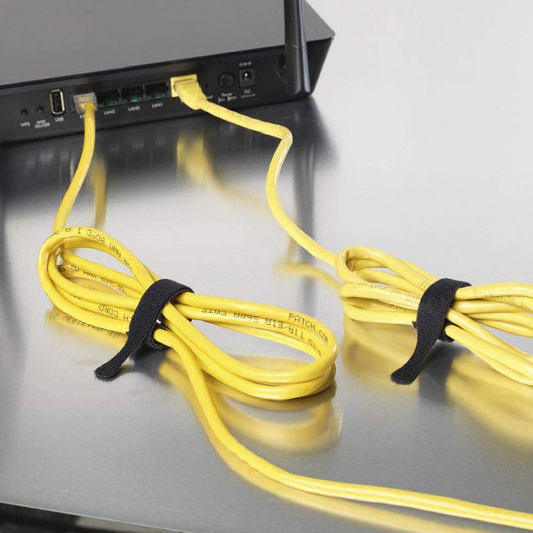 VELCRO Brand ONE-WRAP Cable Ties | 25Pk | 8 x 1/2" Black Cord Organization Straps | Thin Pre-Cut Design | Wire Management for Organizing Home, Office and Data Centers