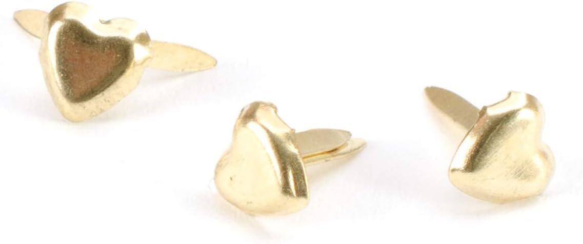 CREATIVE IMPRESSIONS Mini Metal Paper Fasteners 100/Pkg-Hearts - Gold