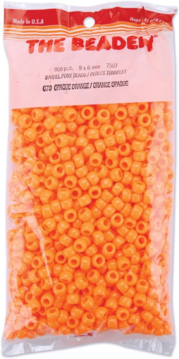 The Beadery 6 by 9mm Barrel Pony Bead, Orange, Small, 900-Pieces