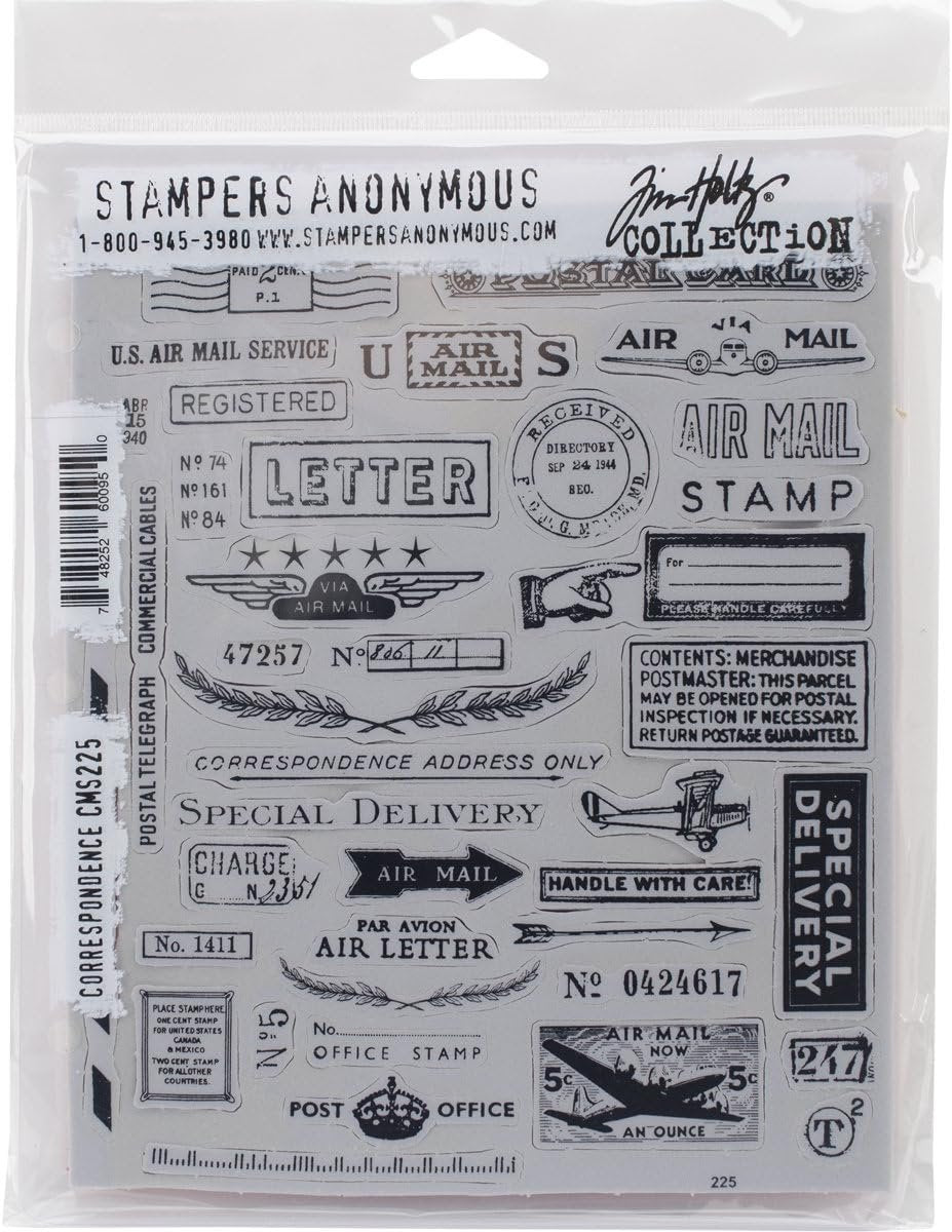 Stampers Anonymous Tim Holtz Cling Stamps 7"X8.5", Correspondence
