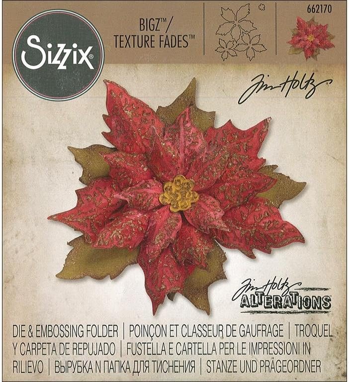 Sizzix Bigz Die 658261, Tattered Poinsettia by Tim Holtz, Multi Color, One Size