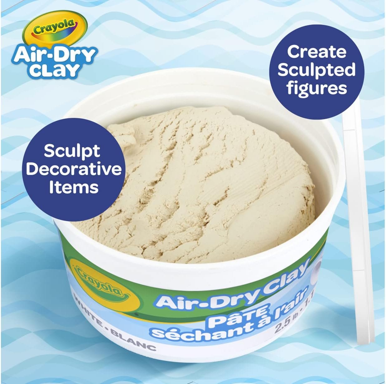 Crayola Air Dry Clay, White, No Bake Modeling Clay for Kids, 2.5lb