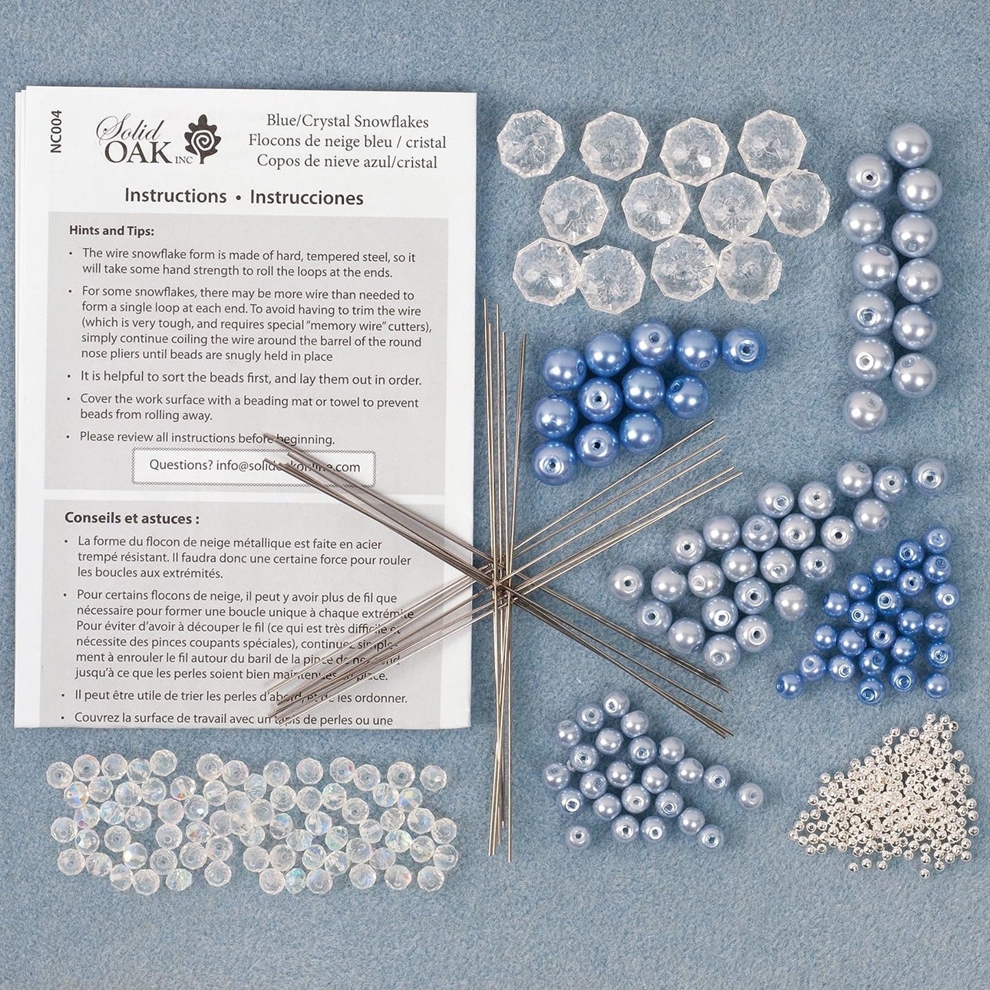 Solid Oak Crystal/Blue Snowflakes Ornament Kit
