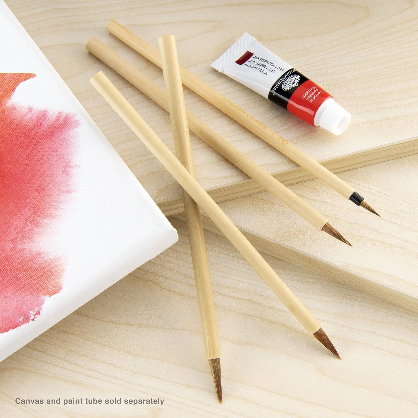 Royal & Langnickel RSET-9149 Royal Zip N' Close Brown Bamboo 4-Piece Brush Set, 10.5 x 2.9 x 0.5