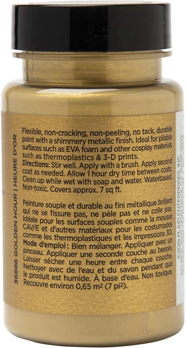 PlaidFX Metallic Flexible Acrylic Paint Ideal for Pliable Surfaces and Cosplay Costumes, Non-Cracking or Peeling, No-Tack, Durable, 3 oz, Chainmail