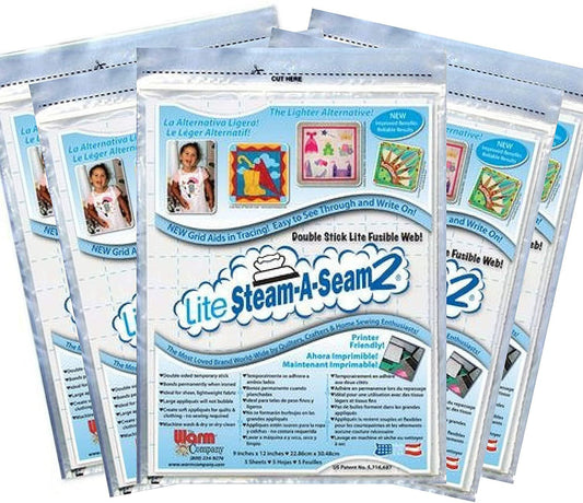 5 Pkgs Lite Steam-a-Seam 2, Double Stick Fusible Web, by The Warm Company