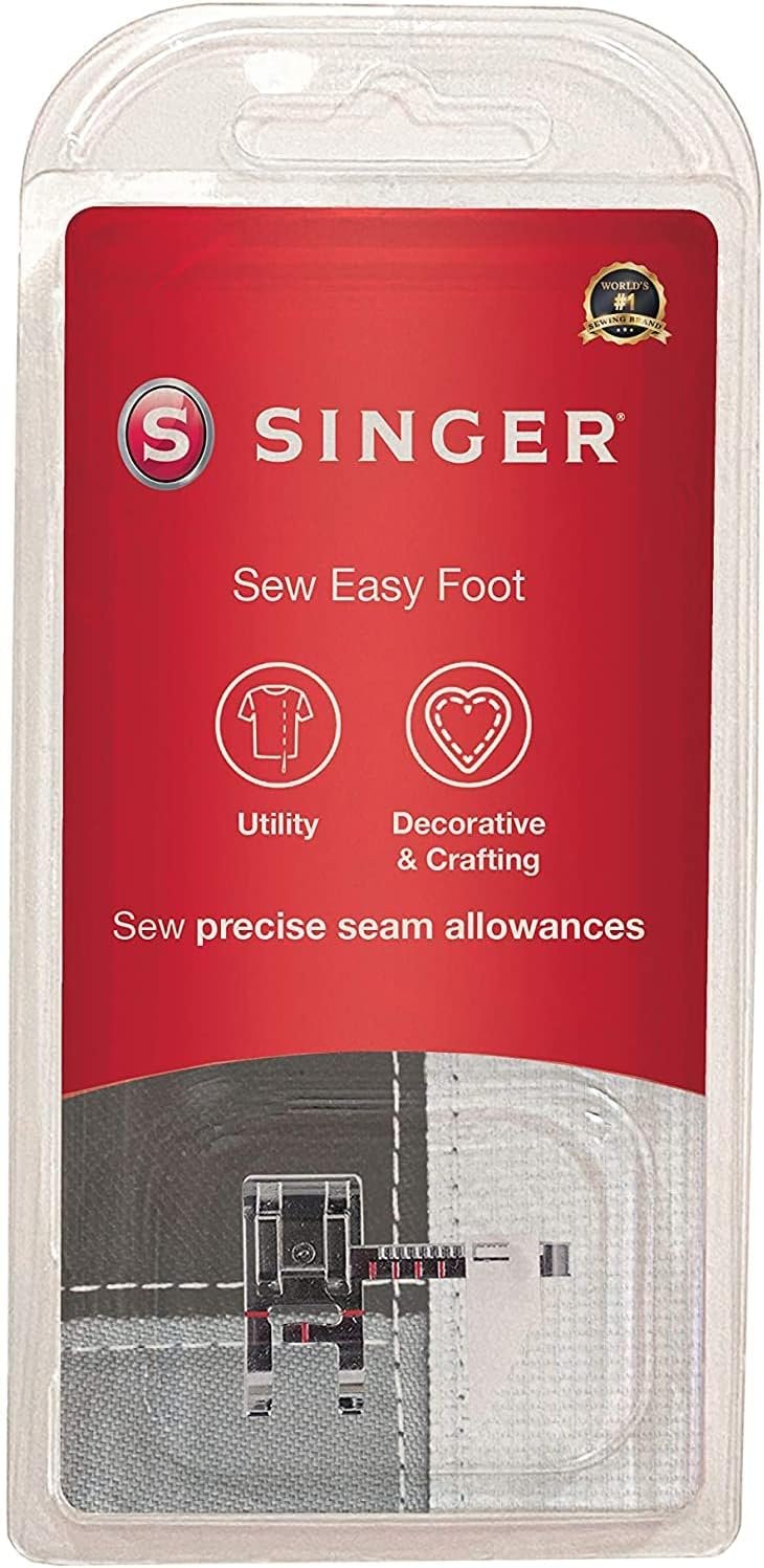 Singer | Sew Easy Foot, Sew perfectly straight lines with ease, Includes Ruler with Adjustable Guide to set seam allowance, Beautiful Topstitching - Sewing Made Easy