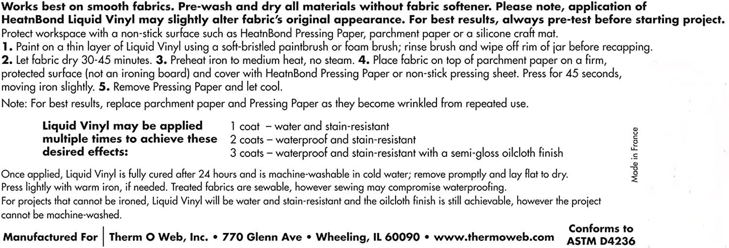 HeatnBond Liquid Vinyl Water Proof and Stain Resistant Gel Coating, 8.68 oz