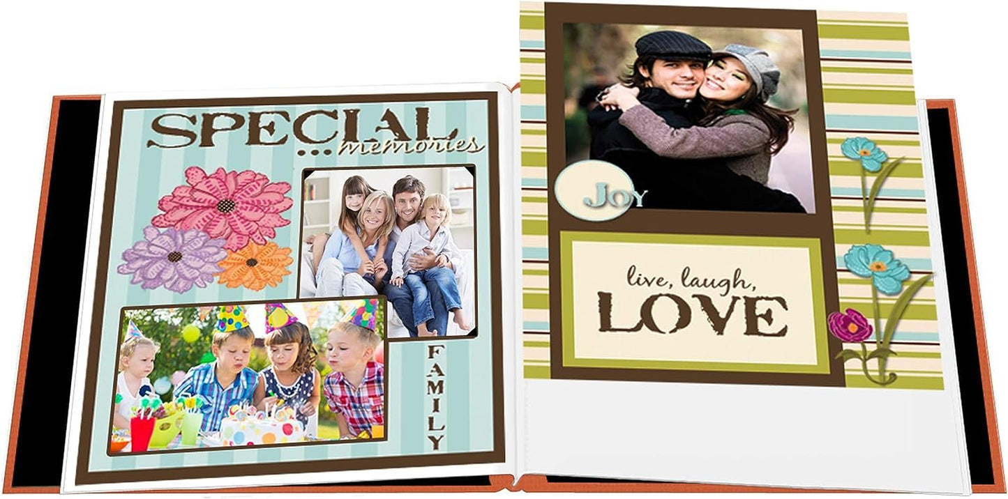 Pioneer 12-Inch by 12-Inch Cloth Cover Postbound Memorybook with Window, Orange